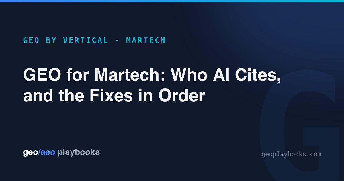 GEO for Marketing Software (Martech): Winning the AI Shortlist for Your Category